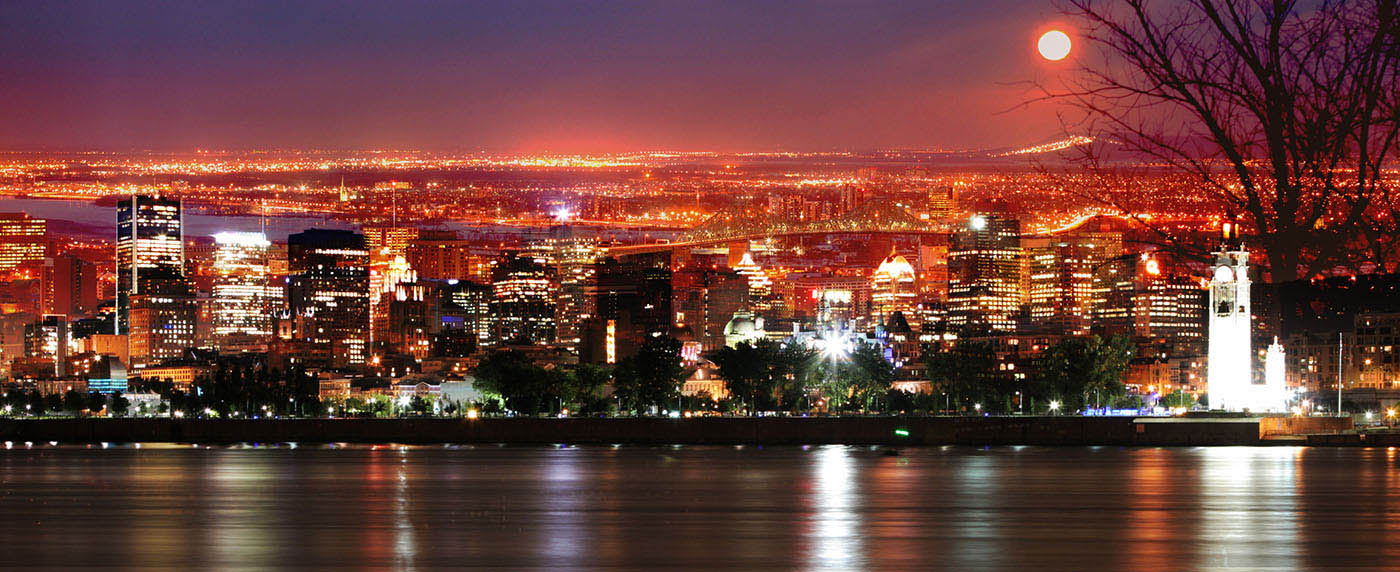 Montreal Skyline in a Beautiful Night - Stock Photo