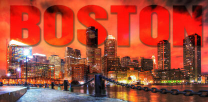 Boston City with Text 1 - Stock Photo