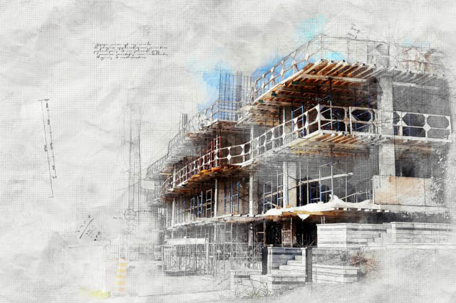 Construction Project Sketch Image - Stock Photo