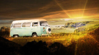Vintage VW Camper Van Road Trip 06 - Stock Photo