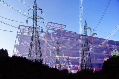 Construction Industry Electrification in Blue - Stock Photo