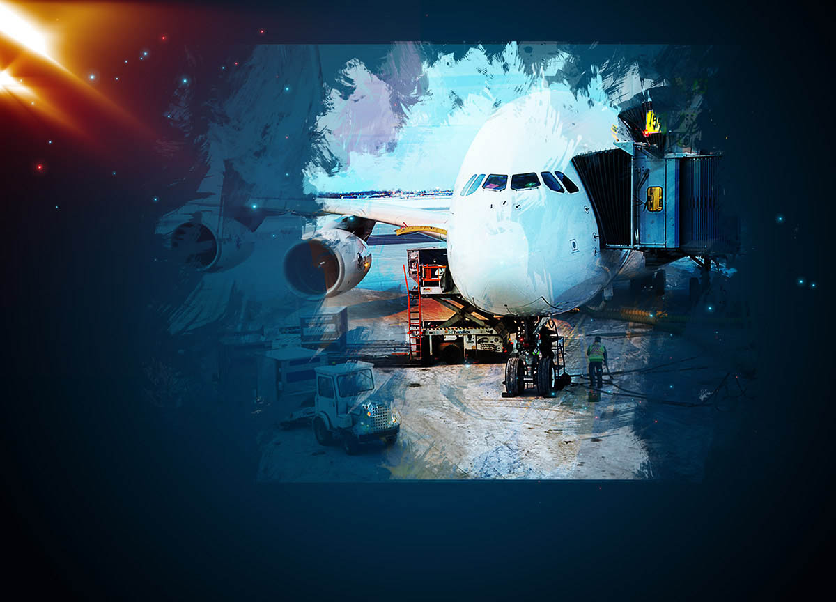 Airport Activity Art Background with Copy Space