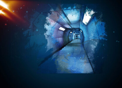 Concrete Tunnel Art Background with Copy Space