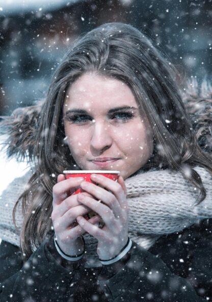 Woman with Warming Winter Coffee