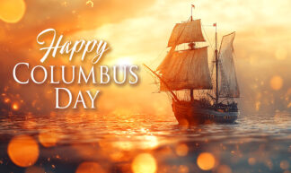 Happy Columbus Day - Sailing Ship at Sea